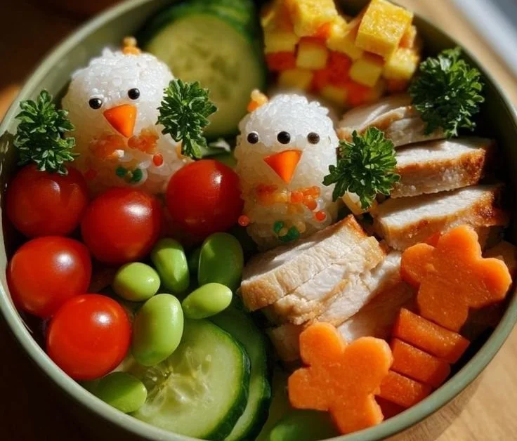 A beautifully arranged Christmas Bento box filled with festive treats and decorations.