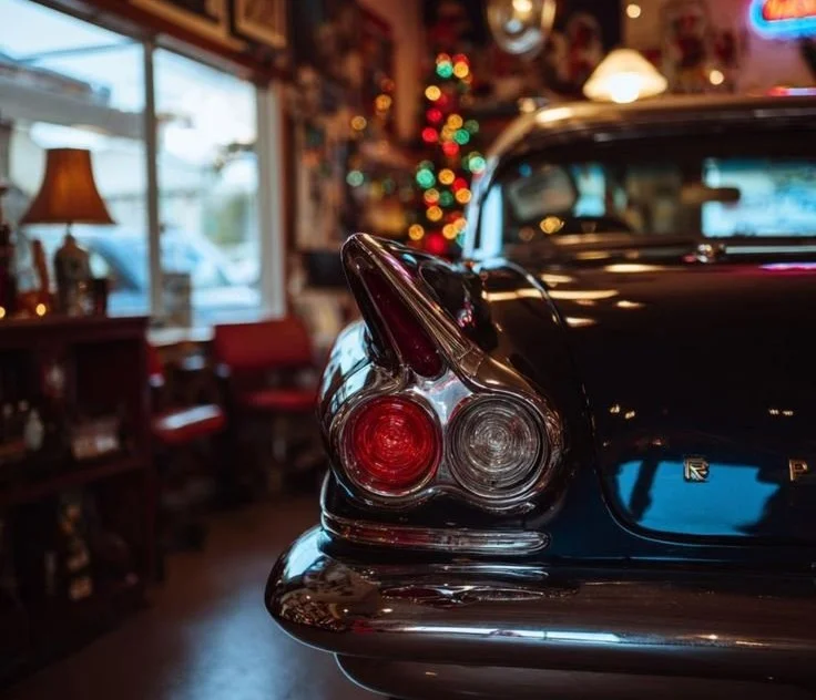 Festive Christmas car wallpaper featuring holiday decorations and cheerful designs.