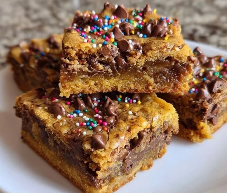 Delicious Christmas cookie bars topped with festive decorations