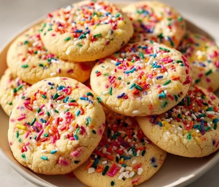 A variety of decorated Christmas cookies on a festive plate