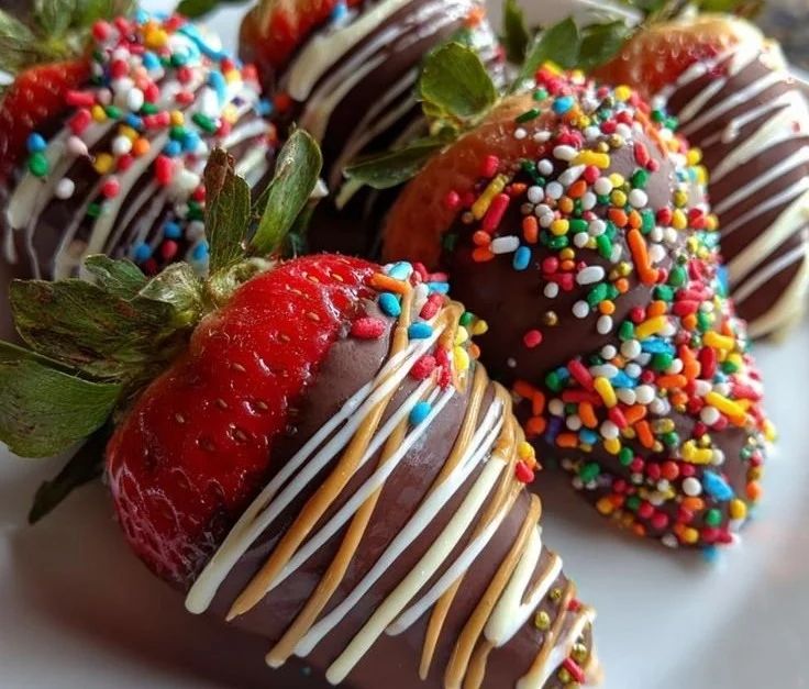 Delicious Christmas covered strawberries decorated for the holiday season