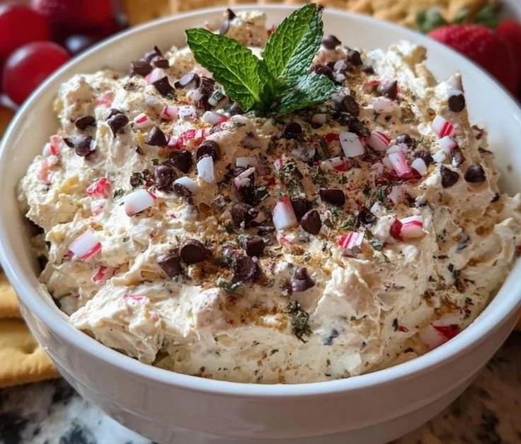 Delicious Christmas Dessert Dip served in a festive bowl