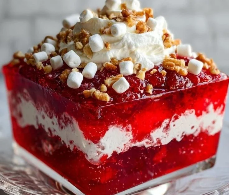 Delicious Christmas Jello Salad served in a festive bowl