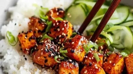 Delicious Gochujang Korean Tofu served on a plate