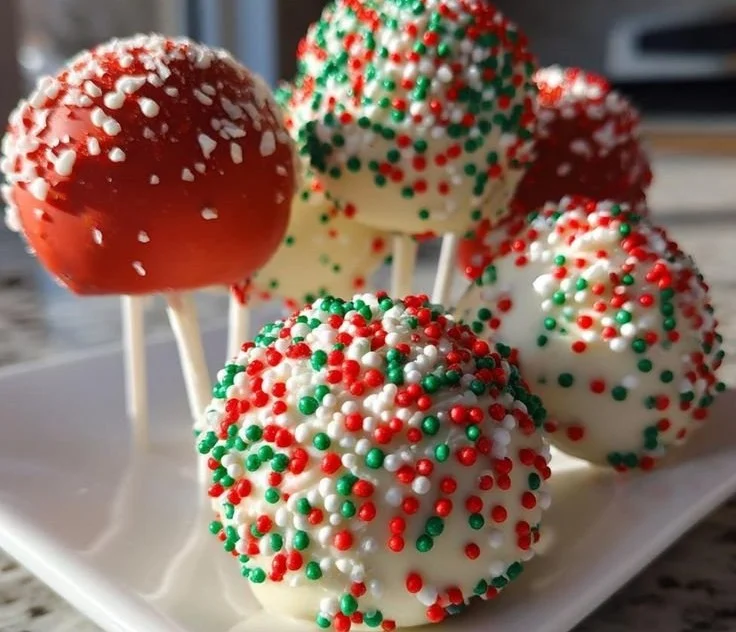 Festive Christmas cake pops decorated for holiday celebrations