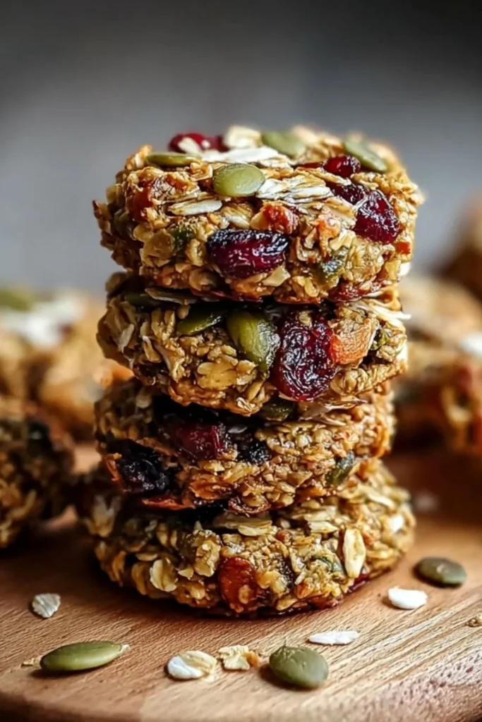 Healthy nut and seed energy cookies, a delicious and nutritious snack option.