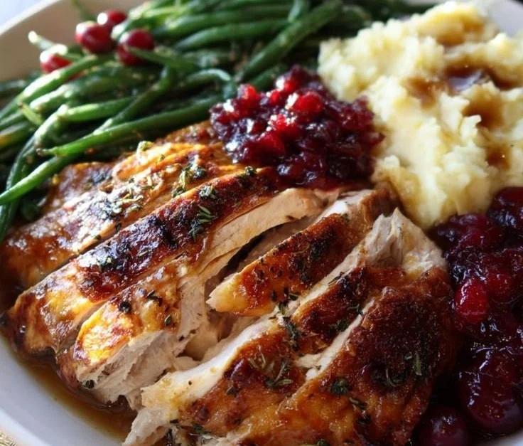 Heartwarming Christmas Day food featuring festive dishes for holiday celebration.