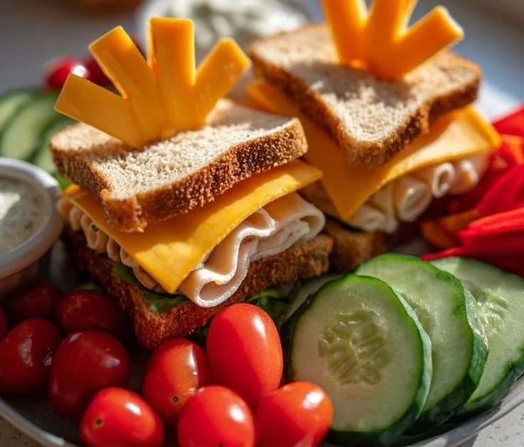 Colorful plate of festive Christmas lunch ideas for kids